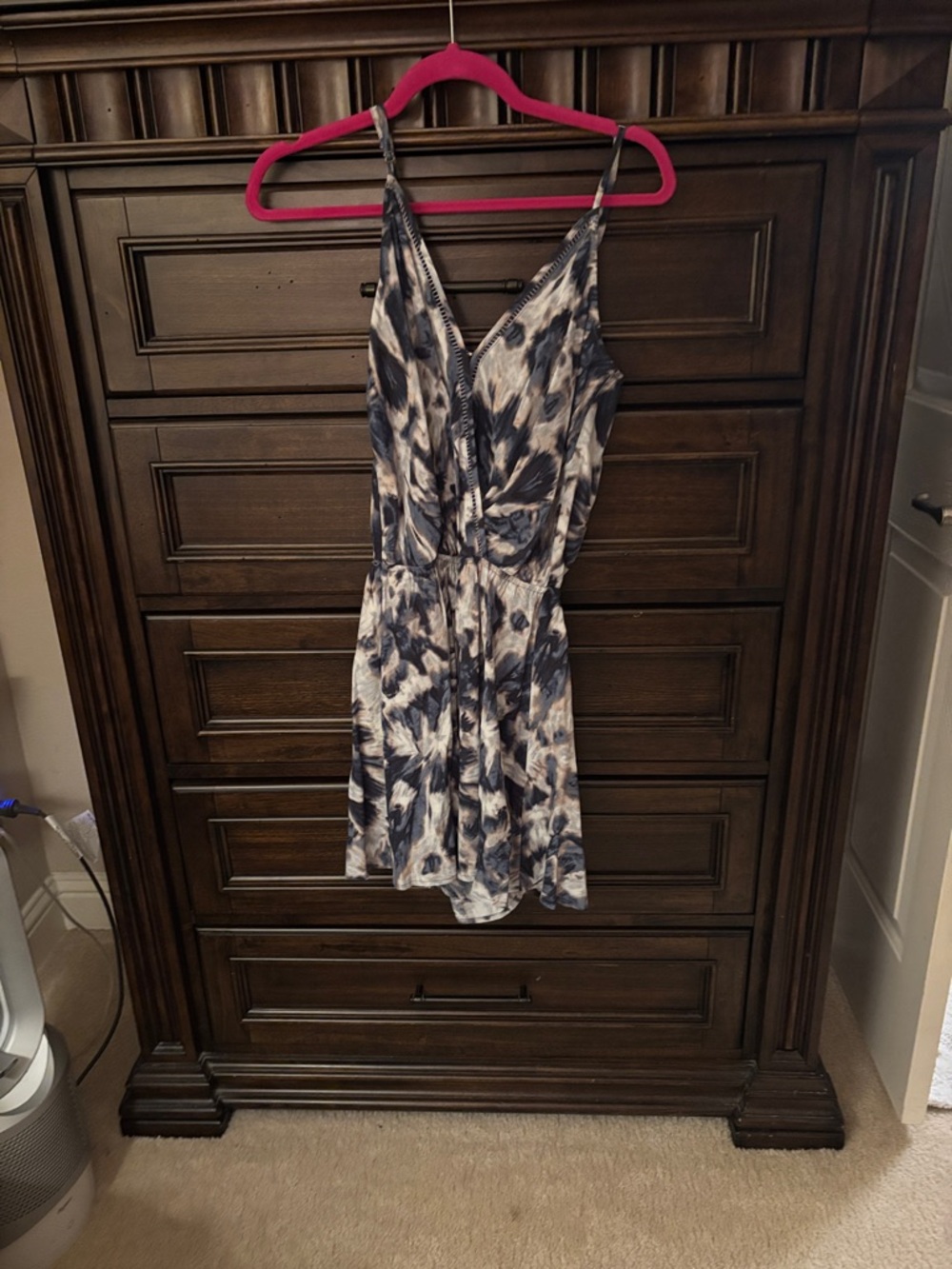 Blue and White Tie-Dye Sleeveless Romper